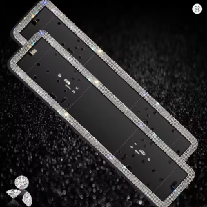 Lilanglam 2PCS Color Diamond Russia European Car License Plate Frame Luxury Rhinestone Stainless Auto Registration Plate Holder Decorate