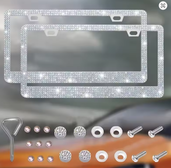 Lilanglam Bling License Plate Frame for Women, 1PCS Sparkly License Plate Frames