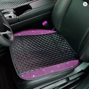 Lilanglam 2PCS Crystal Rhinestones Leather Car Front Seat Covers Four Seasons Universal Car Seat Cushion For Women Diamond Car Accessories