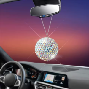 Lilanglam Bling Crystal Ball for Car Rear View Mirror Charm Hanging Ornament for Men and Women Bling Car Mirror Decor