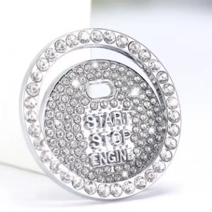 Lilanglam Bling Pink Diamond Car Engine Ignition Start Button Decor Ring Crystal Sticker Start Stop Ignition Push Button Switch Cover Deca