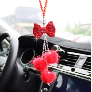 Lilanglam Car Pendant Artificial Crystal Decoration Sparkling Rhinestone Hanging Ornament with Lanyard Easy to Hang Rearview Mirror Decor
