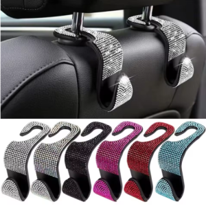Lilanglam Multifunction Car Seat Back Hook Rhinestone Headrest Storage Holder Hanging Bag Organizer Portable Auto Interior Accessories