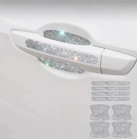 Lilanglam 8Pcs/Set Diamond Car Door Handle Car Stickers Universal Rhinestone Crystal Glitter Door Handle Protector Accessories