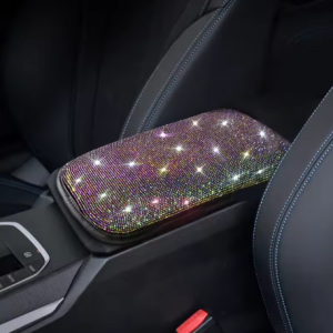 Lilanglam Bling Car Armrest Cover Auto Center Console Protective Cover Crystal Rhinestone Arm Rest Cushion Pad Car Accessories for Women
