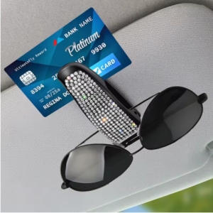 Lilanglam Sunglasses Clip Car Sunshades Sun Visor Rhinestone Portable Universal Myopia Glasses Bracket Card Holder Decoration Accessories