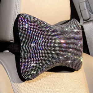 Lilanglam 2 Pcs Diamond Bling Car Neck Pillow for Car Seat Driver Auto Seat Headrest Cushion Crystal Rhinestone Rainbow Bling Accessories