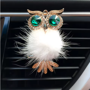 Lilanglam Diamond Fur Owl Car Air Freshener Auto Outlet Perfume Clip Scent Aroma Car Diffuser Bling Car Accessories Interior Decor Gifts