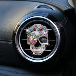 Lilanglam Crystal Skull Car Air Fresheners Car Diffuser Vent Clip Rhinestone Diamond Car Decoration Car Interior Decor For Halloween