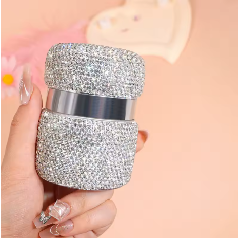 Lilanglam Luxury Rhinestone Cosmetics Face Cream Bottle Portable Travel Lotion Storage Bottle Reusable Empty Jar Press Type Vacuum Pump