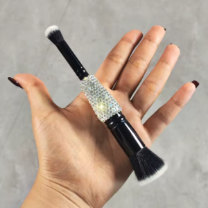 Lilanglam High appearance level double head makeup brush Artificial diamond-set Travel portable eyeshadow brush Smudge brush