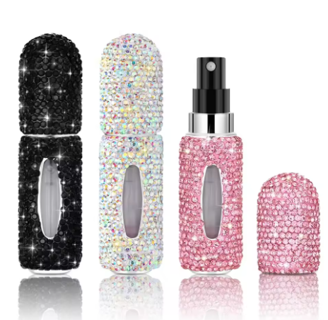 Lilanglam Bling Spray Bottle Rhinestone Perfume Travel Refillable Perfume Atomizer Bottle 5ml Portable Mini Perfume Spray Dispensers Gift