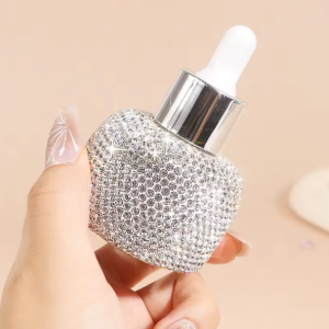 Lilanglam Refillable Glass Dropper Bottles Rhinestone Inlaid Leakproof Perfume Container Exquisite Empty Essential Oil Vials Women