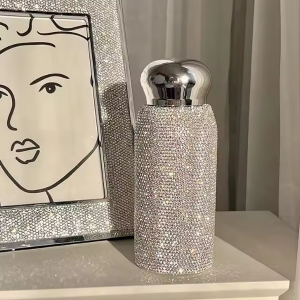 Lilanglam 260ML Portable Bling Diamond Thermos Cup Rhinestone Water Bottle 304 Stainless Steel Vacuum Coffee Insulated Bottle Car Flasks