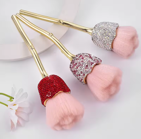 Lilanglam Rhinestone Makeup Brush flower shape Large Face Powder Makeup Brushes Dust Powder Foundation Makeup Brush For Nail Makeup Too