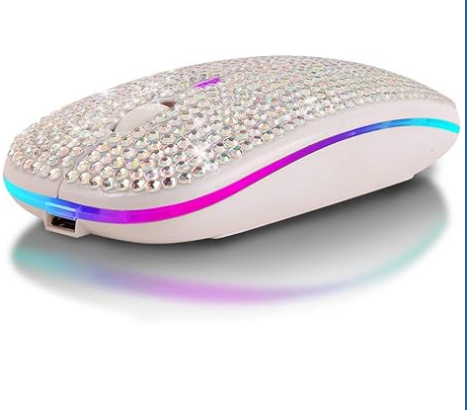 Lilanglam Bluetooth Mouse,Bling Dazzling 2.4GHz Rechargeable Wireless Mouse Slim Mouse with USB Receiver