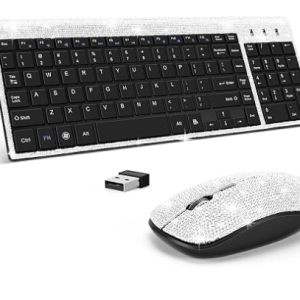 Lilanglam Dazzling Luxury Cute Keyboard and Mouse Wireless, Sparkly Bling Rhinestone Wireless Mouse and Keyboard Gift Set