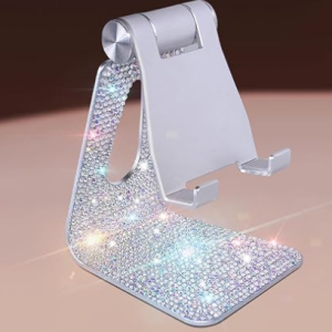 Lilanglam Bling Crystal Phone Stand for Desk,Glitter Adjustable Cell Phone Holder, Desktop Holder Compatible with iPhone