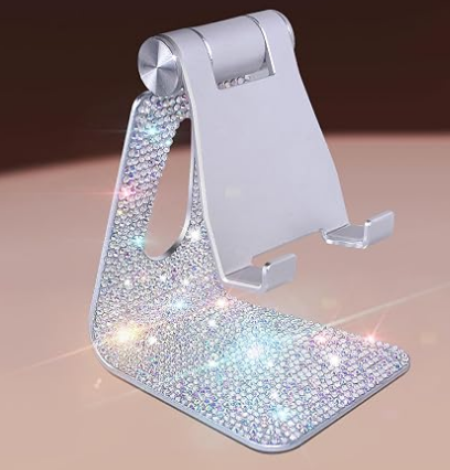 Lilanglam Bling Crystal Phone Stand for Desk,Glitter Adjustable Cell Phone Holder, Desktop Holder Compatible with iPhone