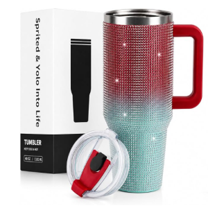 Lilanglam 40oz Rhinestone Bling Tumbler, Stainless Steel Insulated Travel Mug with Lid and Straw, Sparkling Crystal Glitter Water Bottle, Personalized Cup Gift for Women