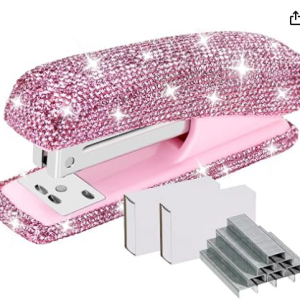 Lilanglam MultiBey Rhinestone Pink Stapler, Bling Crystal Handmade Stapler for Desk
