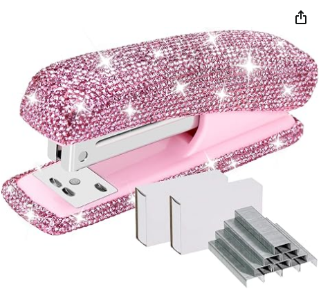 Lilanglam MultiBey Rhinestone Pink Stapler, Bling Crystal Handmade Stapler for Desk